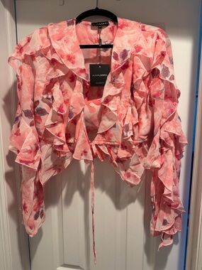 Pink Floral Yvanna Ruffle Women’s Top